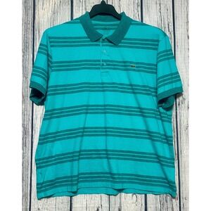 Lacoste Mens Teal Green‎ Striped Regular Fit Polo Shirt Size 8 XL XXL FA9939